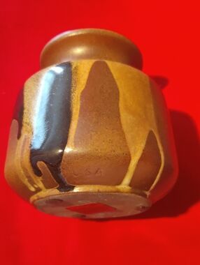 Handmade Drip-Glaze Ceramic Jar in Brown and Tan